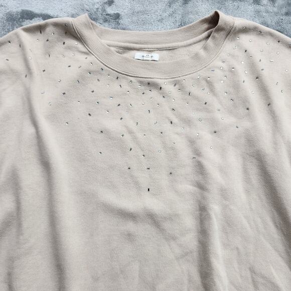 Maurices Sweatshirt Womens 2X Tan Crew Neck Gems Rhinestones Pullover Casual - Picture 3 of 10